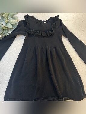 Baby Gap Black Ruffle Sweater Dress Long Sleeve Girls Size 4T